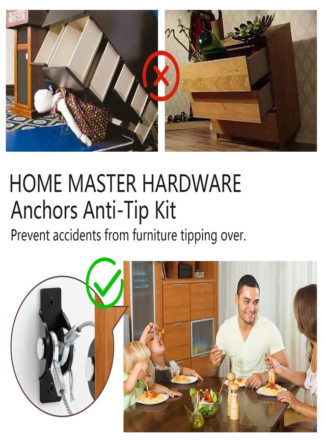 Home Master Hardware Furniture Anchors Anti-Tip Kit (6 Pack)- Furniture Straps for Baby Proofing, Secure 400 lbs Cabinet Prevent Falling Prevention Strap, Wall Anchor Prevent Child Pet Safety, HOME MASTER HARDWARE. - Image 2